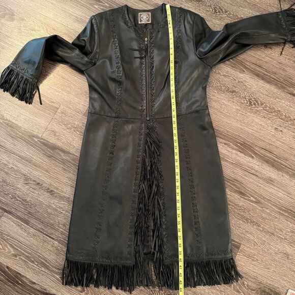 Double D Ranch Black Leather Jacket with Fringe - Picture 9 of 11